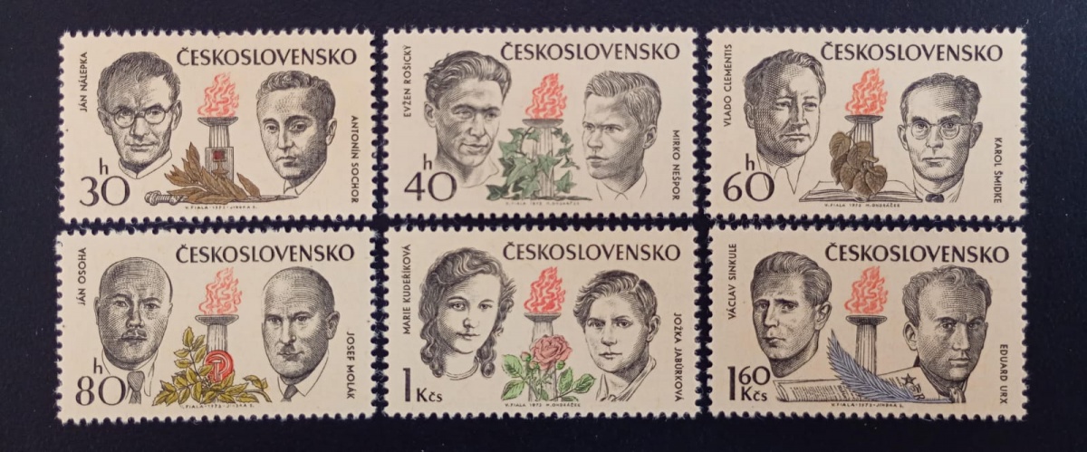 Tchecoslováquia 1.972 - Heróis Nacionais - série completa - Mint (MNH).