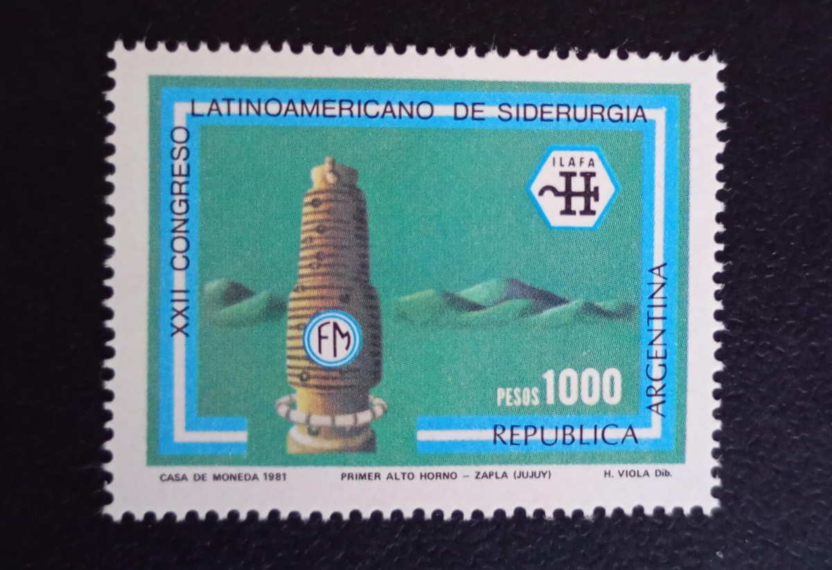 Argentina 1.981 - XXII  Congresso Latino-americano de Siderurgia - selo emitido isolado - Mint (MNH).