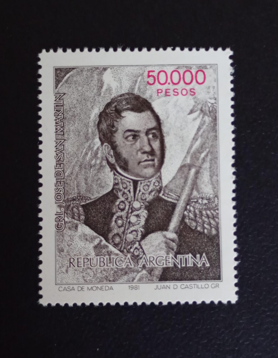 Argentina 1.982 - General José de San Martin: Libertador da Argentina - selo emitido isolado - Mint (MNH).