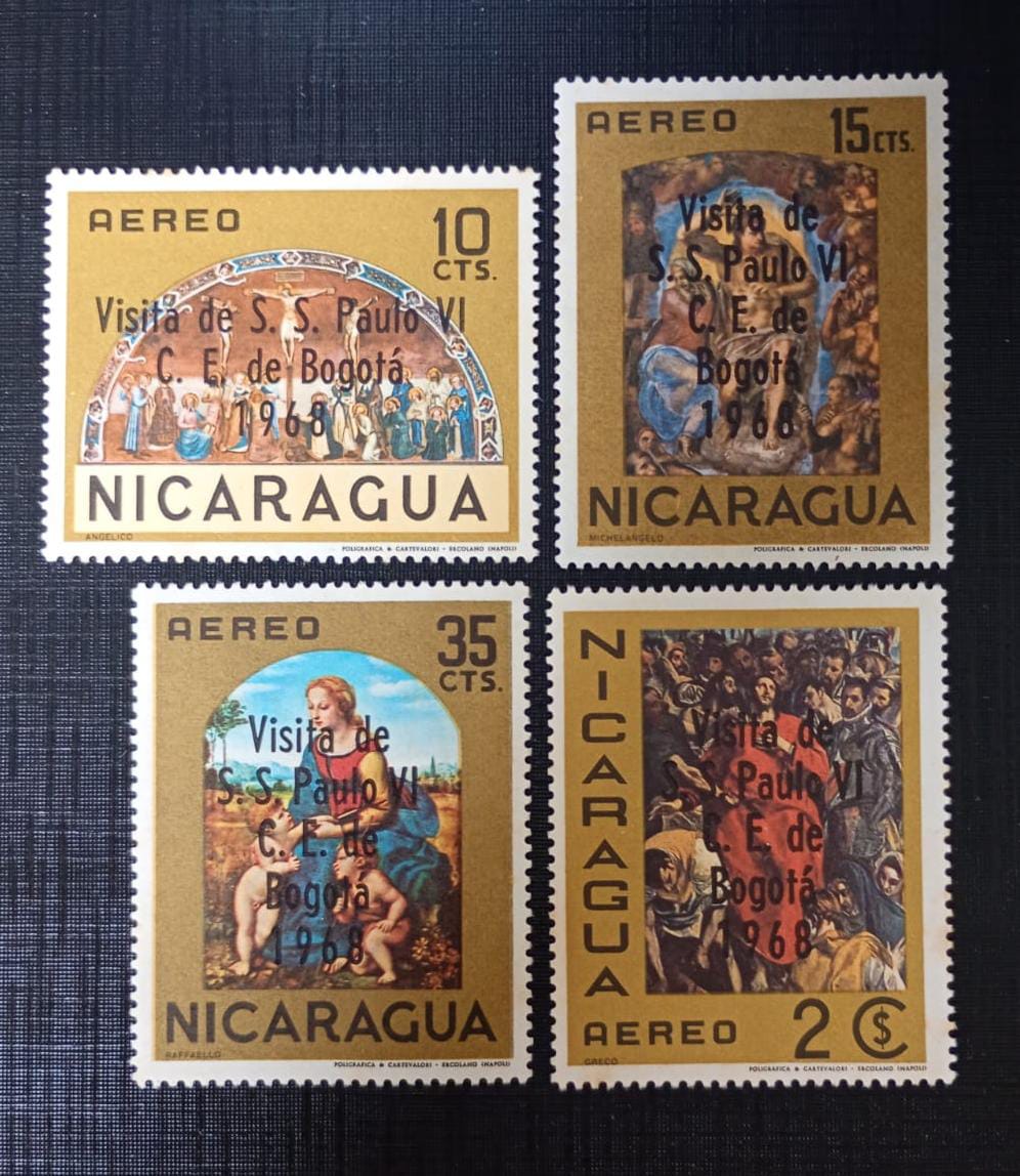 Nicarágua 1.968 - Vista do Papa Paulo VI à Bogotá - série completa - Nova (N).