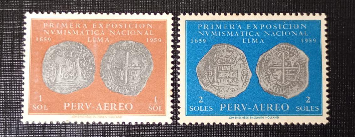 Peru 1.961 - I Exposição Numismática Nacional - série aérea completa - Nova (N).