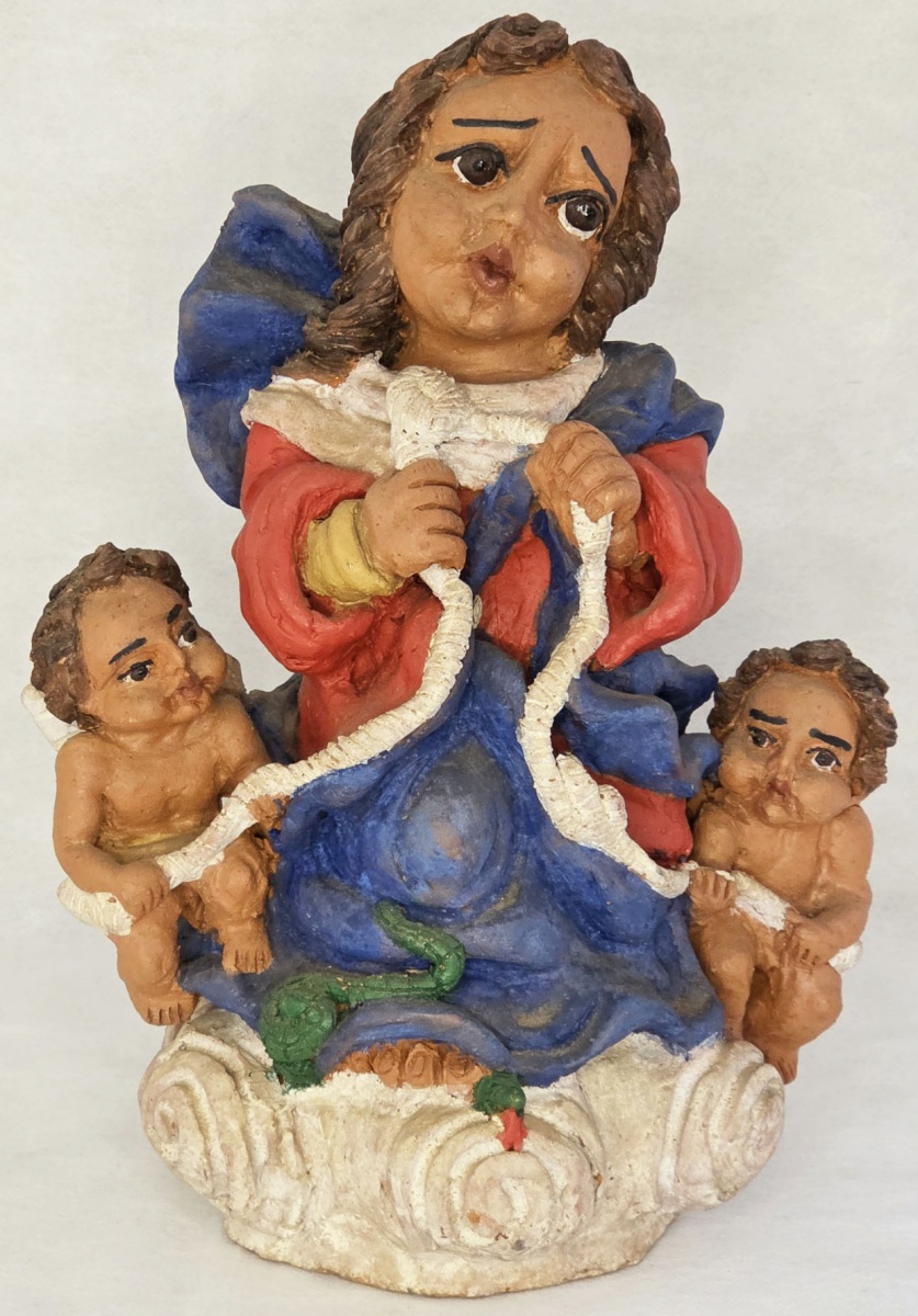 JORGE DA CRUZ - arte popular em barro, Nossa Senhora da Conceição, assinada 31x24x15 cm