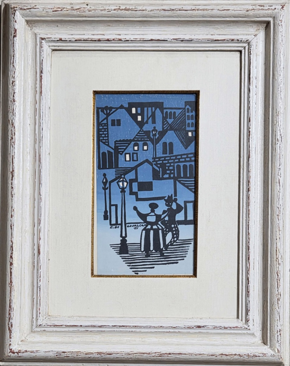 DI CAVALCANTI - reprodução 25x13 cm assindo centro esquerdo moldura  48x39 cm