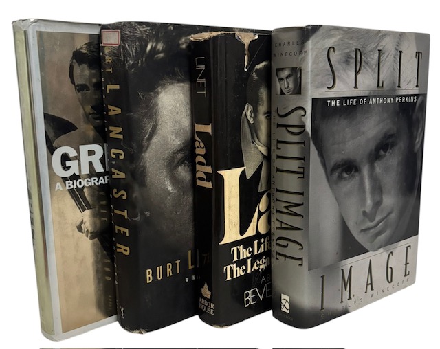 Lote com 4 livros de biografias de grandes astros do cinema internacional: Burt Lancaster (An American Life, por Kate Buford), Alan Ladd (The Life, The Legend, The Legacy, por Beverly Linet), Gregory Peck (biografia por ...