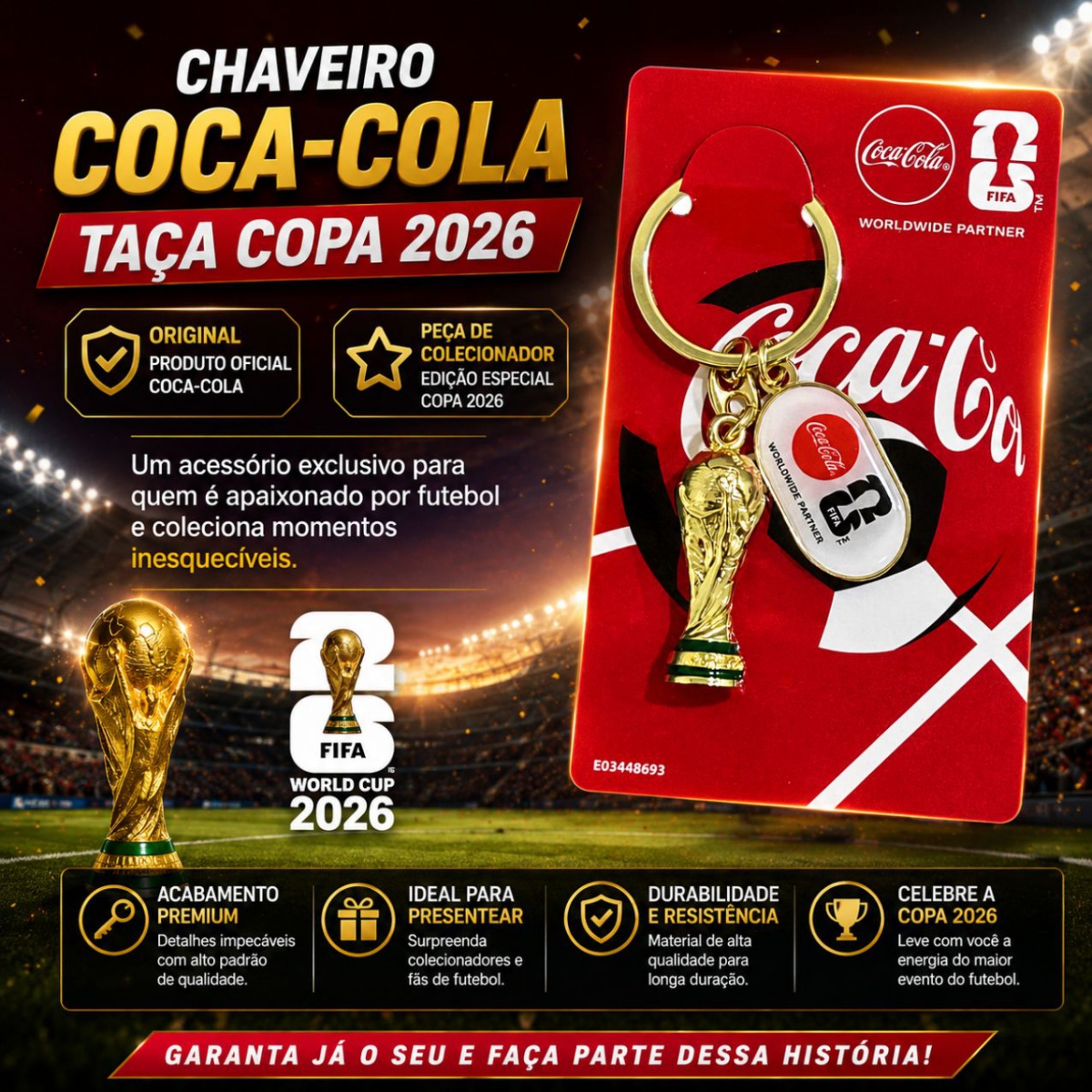 2026 - COCA COLA - CHAVEIRO COM TAÇA DA COPA - PRODUTO
