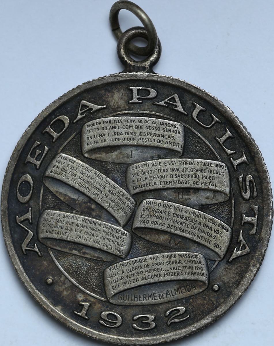 Medalha do Brasil - 1932 - Revolução de 32 - Moeda Paul