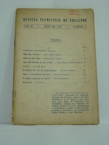 Revista Fluminense de Folclore - Ano II, maio de 1975,n Revista Fluminense de Folclore - Ano II, maio de 1975,n