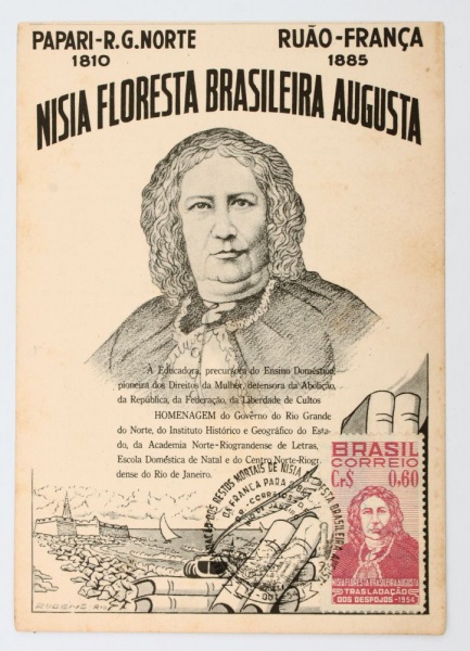 Cartão de homenagem a Nisia Floresta Brasileira Augusta