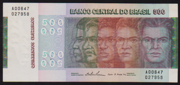 Brasil 1974 - Cédula no valor de 500 cruzeiros, RAÇAS,