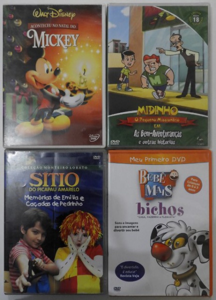 4 DVDs dos filmes infantis `Aconteceu no Natal do Mickey`, `Midinho - o ... 4 DVDs dos filmes infantis `Aconteceu no Natal do Mickey`, `Midinho - o ...