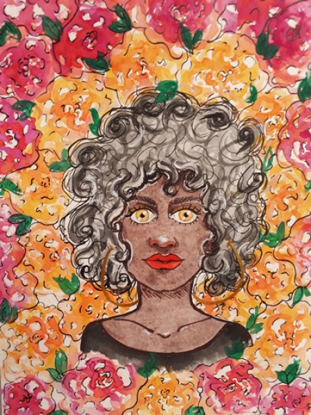 DESENHO EM AQUARELA: CONSCIÊNCIA NEGRA: flores. Técnica