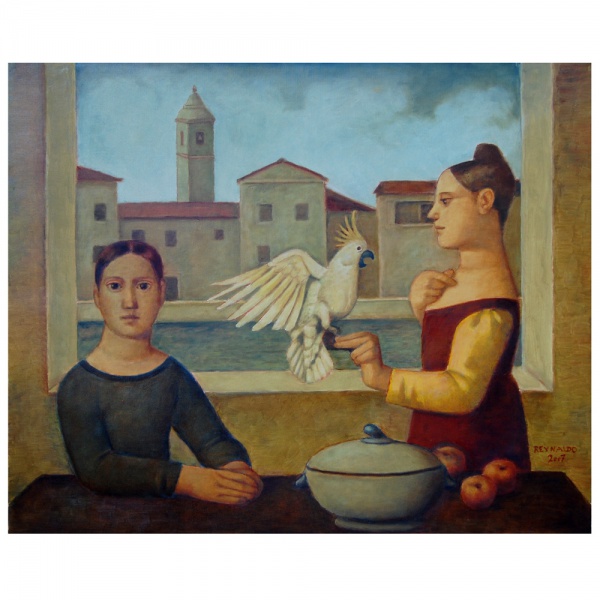 REYNALDO FONSECA (1925) Mulher Com Cacatua. Óleo S/ Te