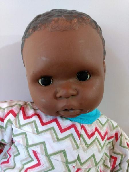 Antigo Bebe Americano Afrodescendente Em Borracha E Cor