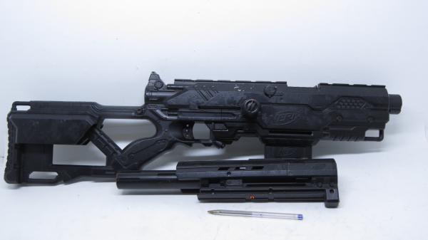 NERF Long Strike CS-6 - Cor preta, funcionando, acompan