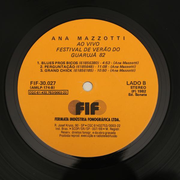 Disco LP Autografado Ana Mazzoti ao Vivo Interessante