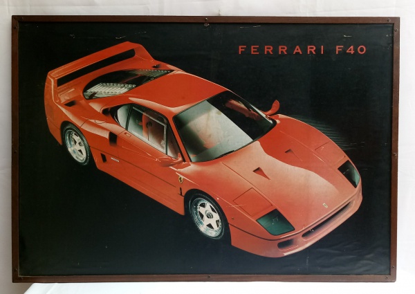 Quadro Decorativo Ilustração Ferrari F40, moldura madeira, no
