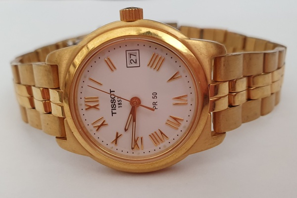 Tissot Rel gio de pulso feminino dourado. Funcionando