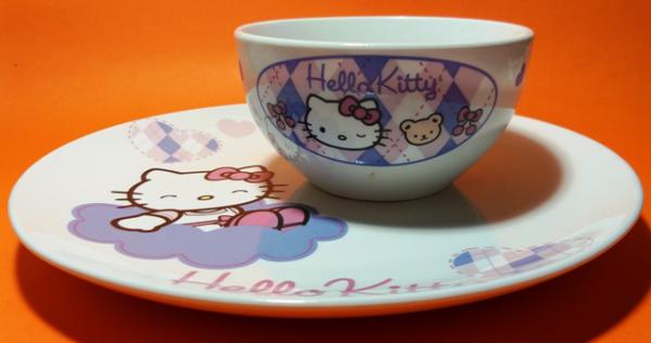 الصعب رضا غير ضروري  Conjunto Hello Kitty prato e bowl em porcelana Part med