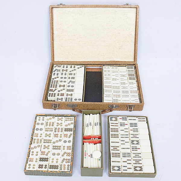 Antigo jogo chinês Mahjong de meados do século XX, cont