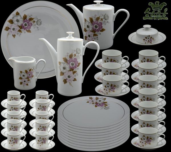 Aparelho de Chá, Café & Bolo 41 Peças em Porcelana Radius Gold