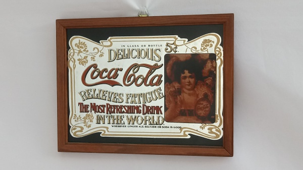 Quadro Espelhado Anúncio Antigo Promocional COCA-COLA, moldura