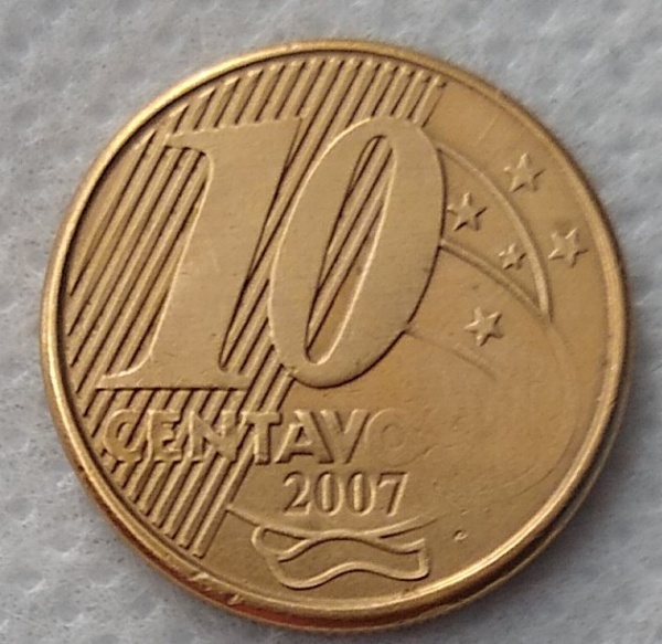 Exemplo: Moeda de 10 Centavos de 2007. Imagem: Sucesso e Seleções Leilões