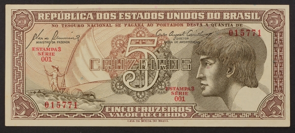 Republica dos Estados Unidos do Brasil, Brazil, FIVE/CINCO CRUZEIROS