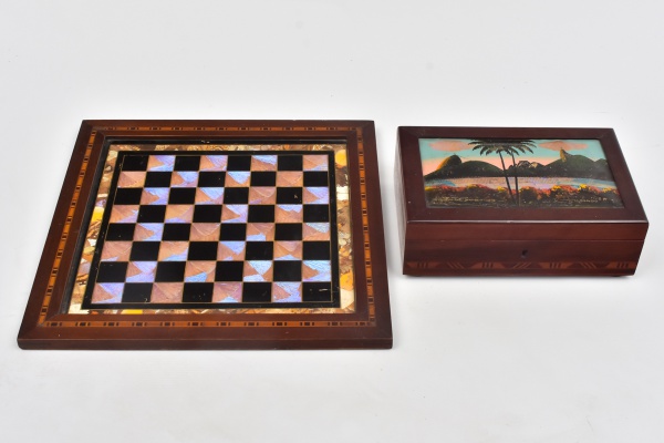 Caixa Tabuleiro de Xadrez de Madeiras Nobres - Wooden Chessboard Box 