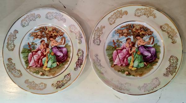 Pratos de Bolo em Porcelana Borda em Ouro e Floral 1960 - Persa