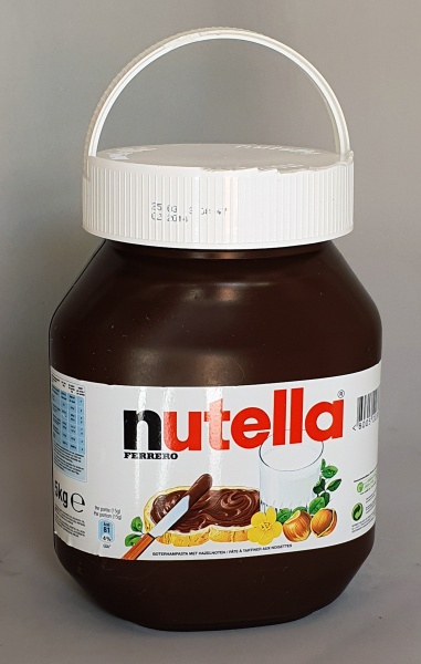 Grande Pote (5 kg) de Nutella vazio. Mede 26,5 cm de a