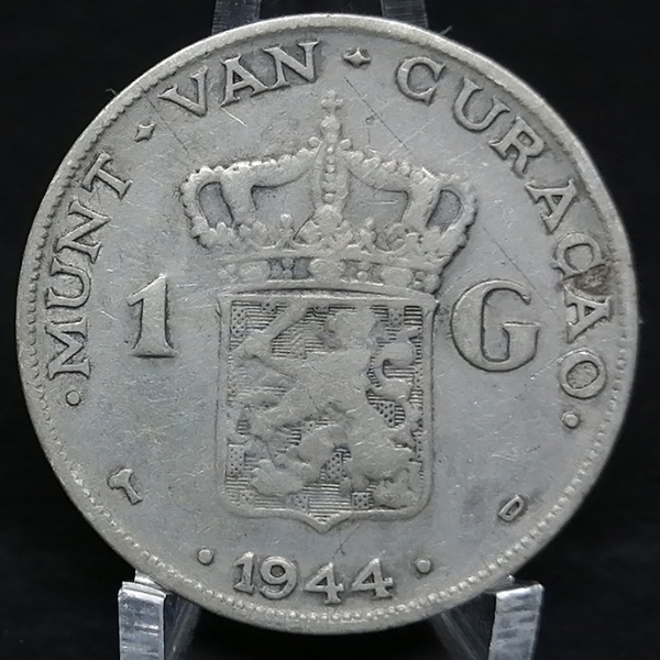 Moeda De Curaçao - 1 Gulden - 1944 - Prata .720 - 10gr