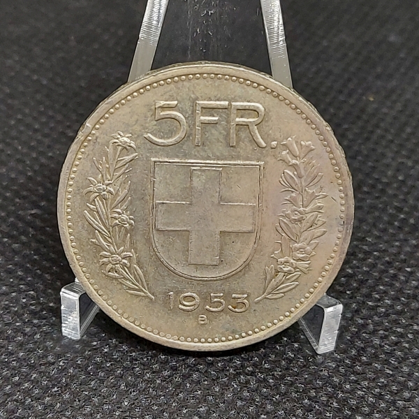 Suiça - 5 Franc 1953 B - 15gr/31,45mm - Prata 835.