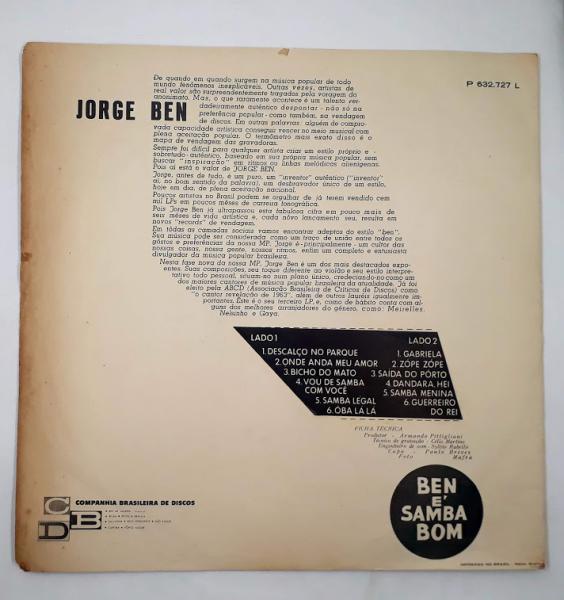 Jorge Ben/Ben e Samba Bom(Philips MONO)-