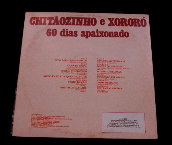 Disco de Vinil 60 Dias Apaixonado - Chitãozinhpo e Xororó