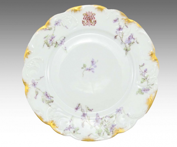 Pratos de Bolo em Porcelana Borda em Ouro e Floral 1960 - Persa