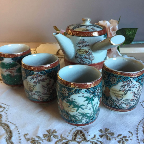 Conjunto de chá de porcelana japonês, conjunto de chá vintage