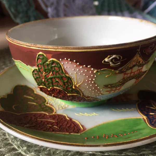 Fundo Bule De Chá E Xícaras Em Jogo De Chá Japonês Tradicional