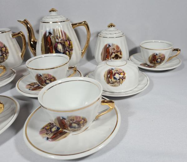 Jogo de chá porcelana canelada - Casa de Antigamente