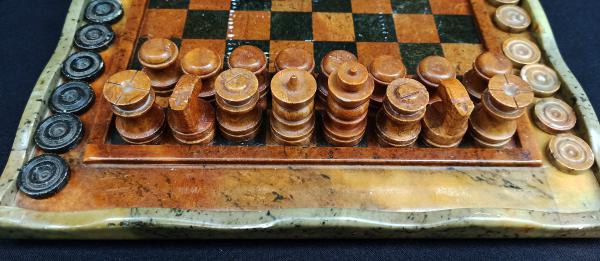 Jogo de xadrez e dama com caixa – Portal Pedra Sabão