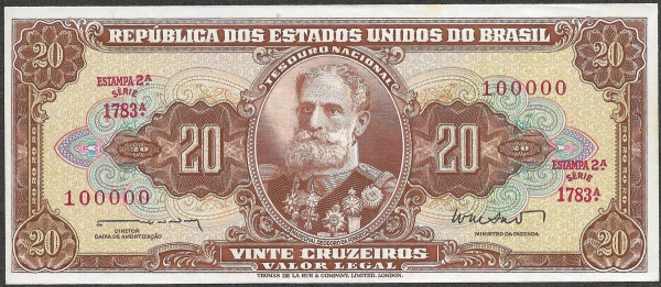 2 notas de 20 CRUZEIROS - Republica dos Estados Unidos