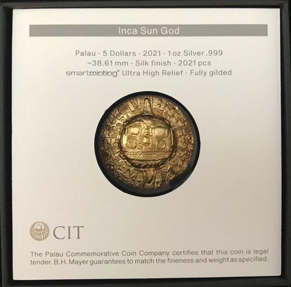 2021 Inca Sun God 1 oz silver coin PCGS MS 70