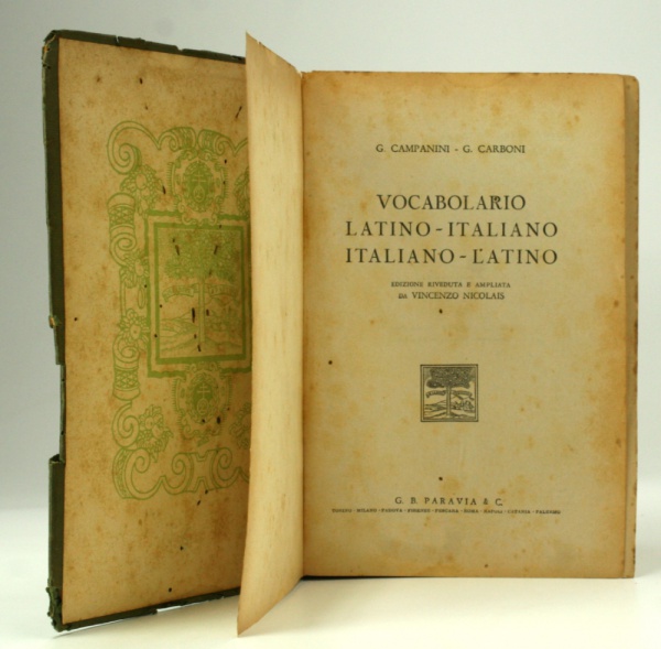 LATIN VOCABULARY ITALIAN ITALIAN LATINO Campanini Carboni Paravia 1976 by