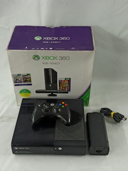 Xbox 360 Slim Bloqueado Com Kinect + 23 Jogos Originais - Desconto no Preço