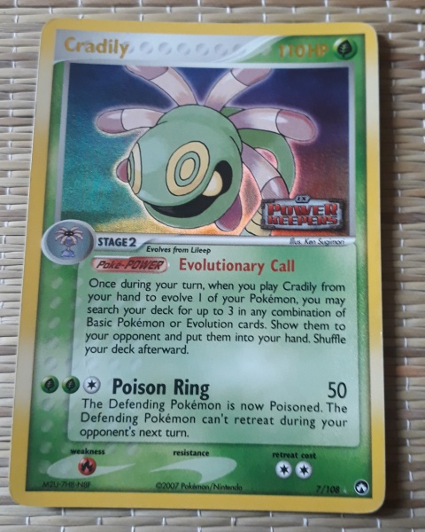 Pokemon Card - Cradily - Holo Rare - 7/108 - NM/M Pokemon Card - Cradily - Holo Rare - 7/108 - NM/M