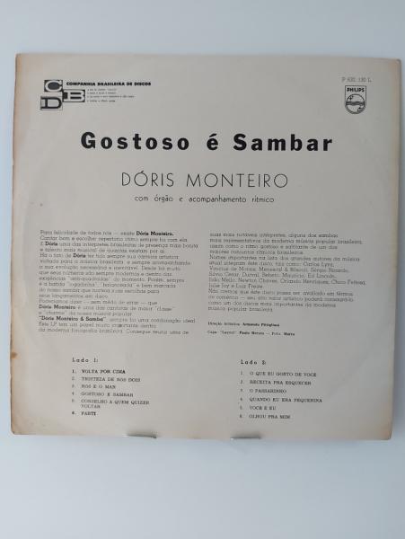 Disco de Vinil DÓRIS MONTEIRO, Gostoso é Sambar. 1963.