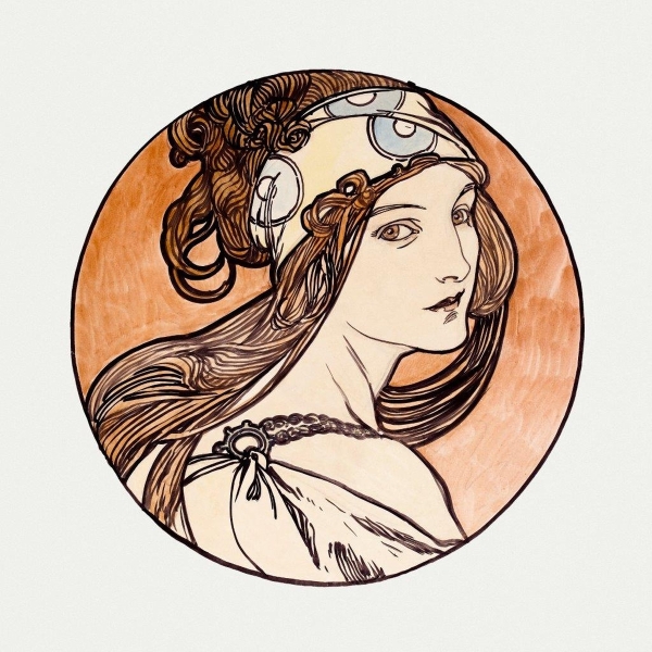 Art Nouveau. Duas reproduções 24 x 24 cm. Desenho original do