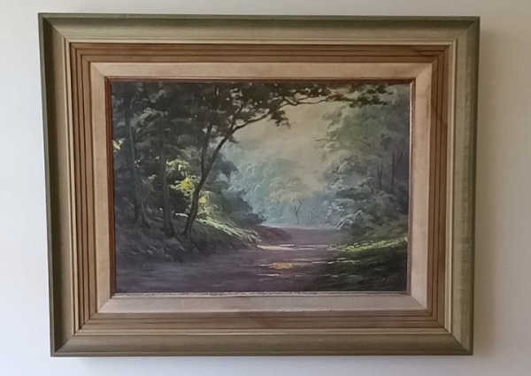 BENEDITO LUIZI - OST, Paisagem - A estradinha, datado de 1981. Mede 50x70cm. — BENEDITO LUIZI
