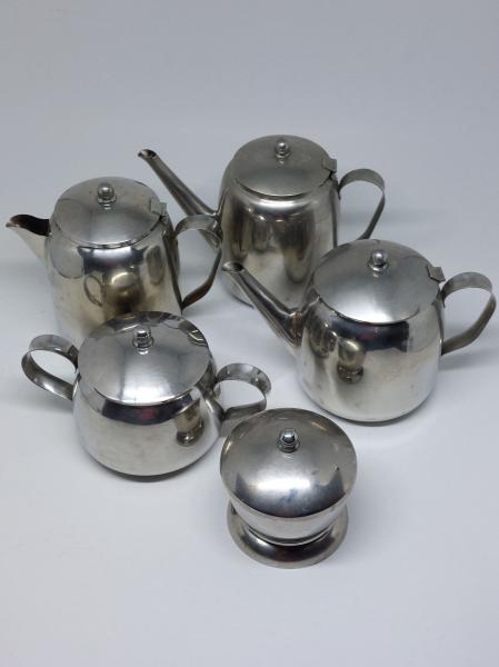 Jogo de Chá e Café em Aço Inox 5 Peças Tradicional - Loja Apolo