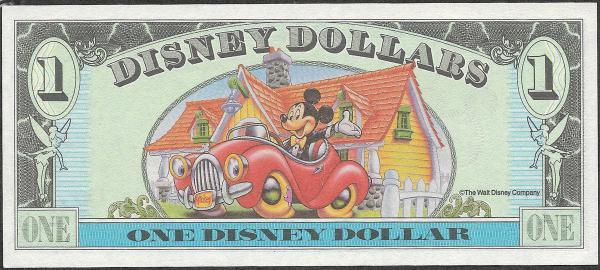 Cédula da Disney - 1 Disney Dollar - Série 1993 - 65 anos do