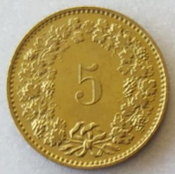 MOEDA SUIÇA 5 RAPPEN 1983